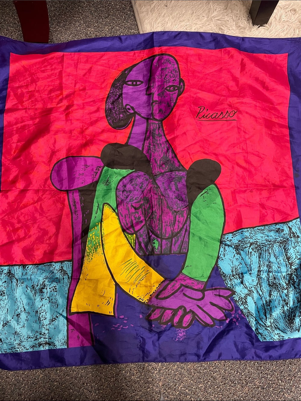 Picasso silky colourful abstract printed scarf